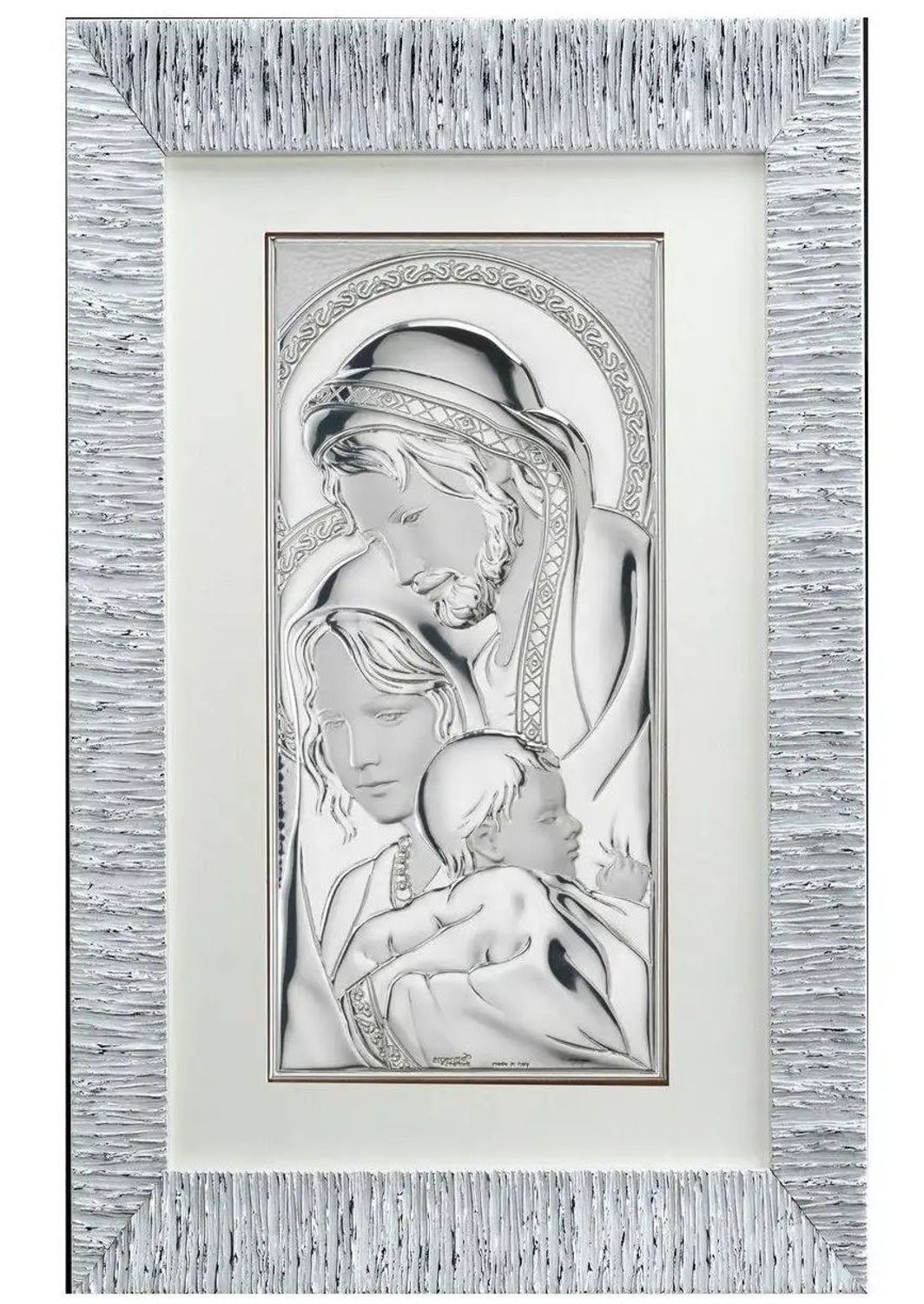 Obraz w ramie Prezent Święta Rodzina 35X55 ANARP 3750. Srebrny obraz na prezent. Obraz duży na ścianę z Rodziną Święta. Obraz w szkle posrebrzany z wizerunkiem świętych..jpg